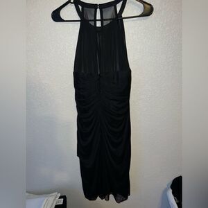 NWOT- David's Bridal Black Sleeveless Long Mesh Dress Illusion Neckline SIZE 10